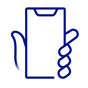 icon of hand holding a cell phone