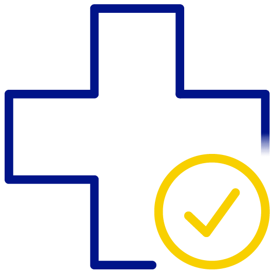 Medical cross and check mark icon